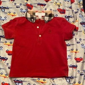 Red Burberry short sleeve shirt